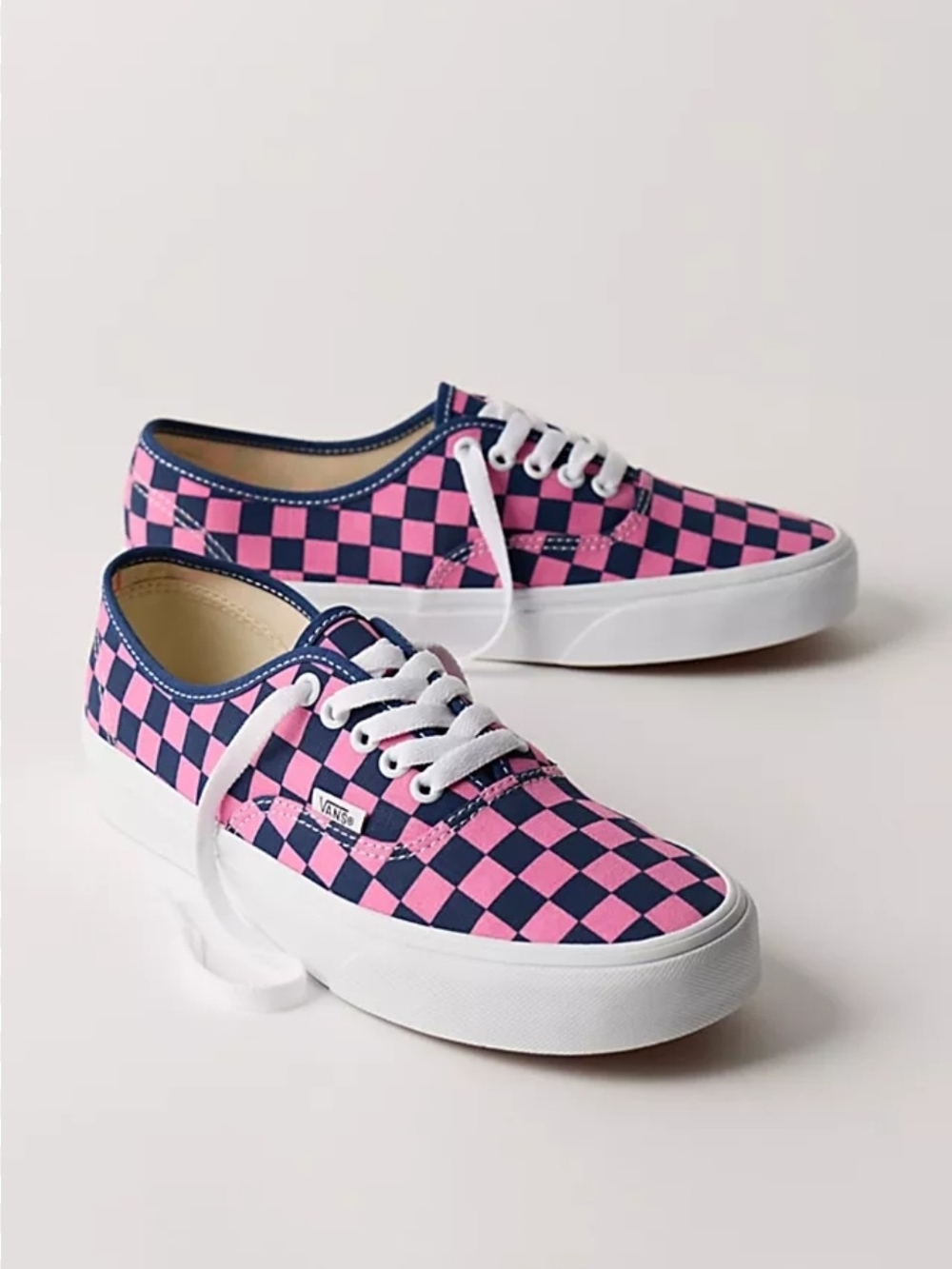 Vans Checkerboard Low-Top Sneakers in Pink & Navy